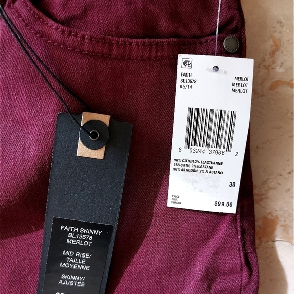 NWT Buffalo David Bitton Slim Straight Jeans Merlot Mid Rise - Picture 5 of 7